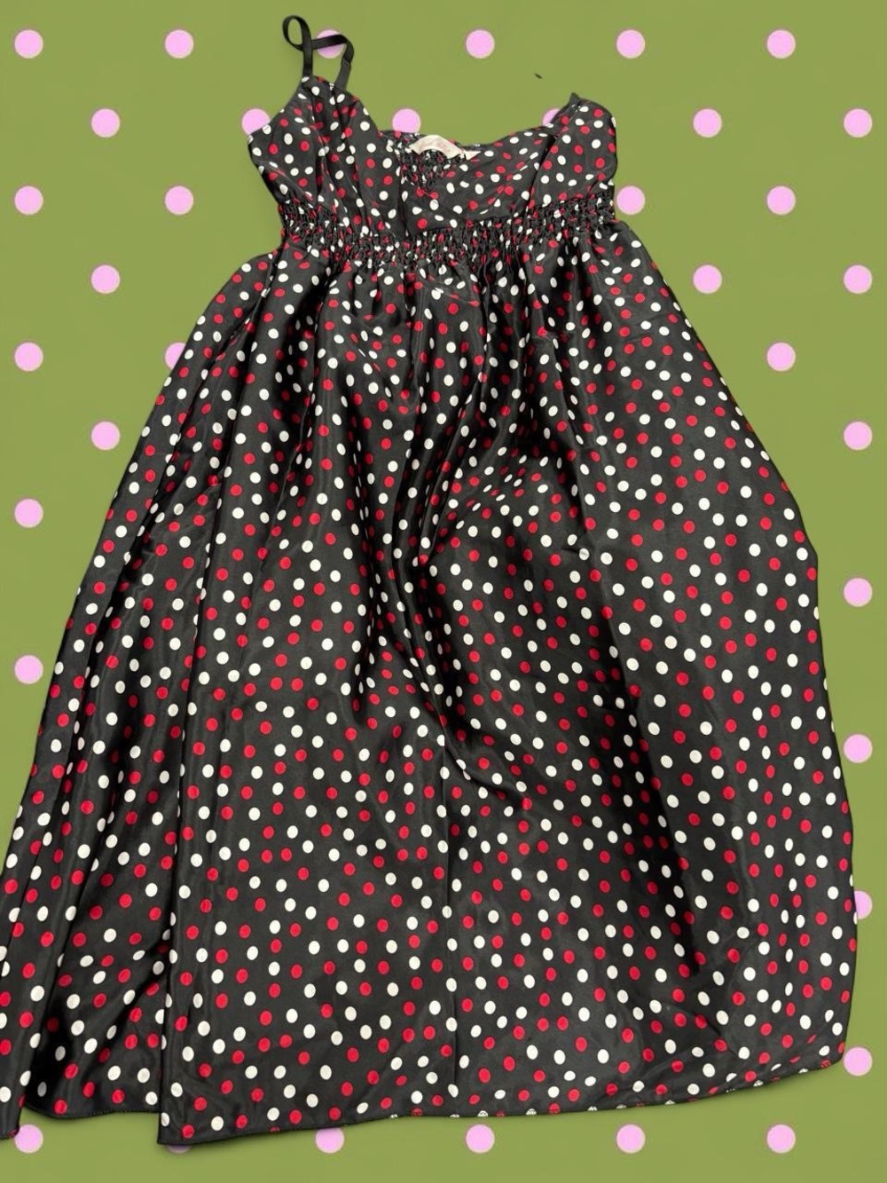 Derek Heart Black Sundress with Red & White Polka Dots